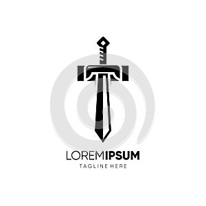 Letter T Sword Logo Design Vector Icon Graphic Emblem Illustration