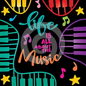 Life is all about the music hand lettering.