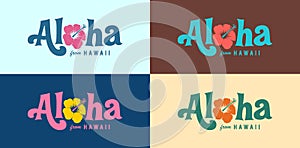 Vintage style Aloha From Hawaii logo set. photo