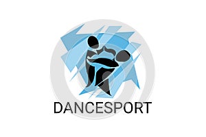 dancesport sport vector line icon. a couple of dancers are dancing in the ballroom sport