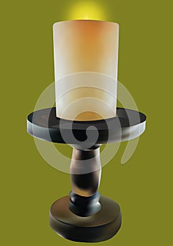 candle with mahogany candle holderwith khaki background