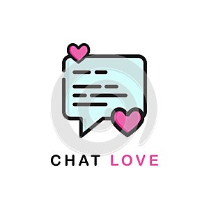 Speech bubble icon. chat icon with heart sign in line art. Modern, simple, chat symbols. eps2