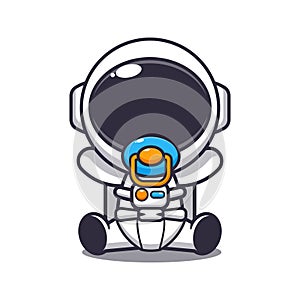 Cute baby astronaut cartoon vector illustration