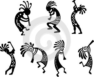 Kokopelli silhouette set