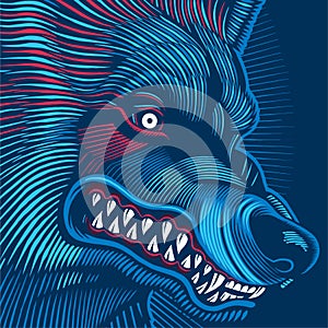 Vector wolf illustration in collorfull