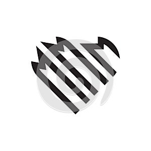 Initial three letter heart outline logo vector