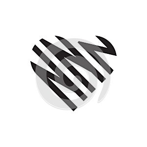 Initial three letter heart outline logo vector