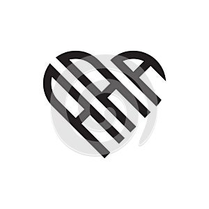 Initial three letter heart outline logo vector