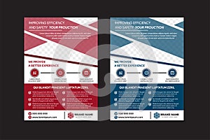 Red and blue geometric flyer cover business brochure vector design