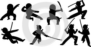 ninja silhouette, ninja silhouette Set,