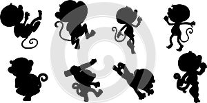 monkey silhouette, monkey silhouette Set,