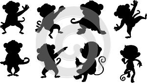 monkey silhouette, monkey silhouette Set,