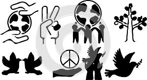 peace silhouette, peace silhouette Set,