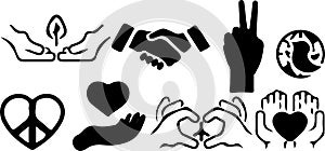 peace silhouette, peace silhouette Set,