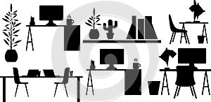 office equipment silhouette, office equipment silhouette Set,