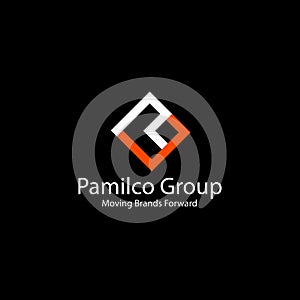 letter G and P monogram square shape logo orange