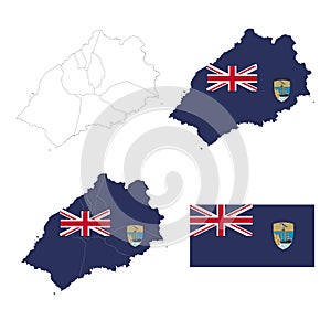Set of territories of the country with the flag of St Helena photo