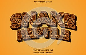 snake text effect, font editable, typography, 3d text. vector template