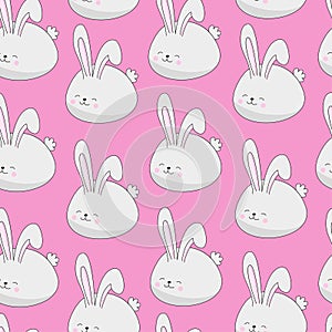 Bunny seamless pattern on pink backgrund photo