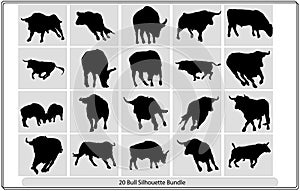 silhouettes of bulls in different positions,Bull logo designs set.,Bull set,Stand bull,bull silhouette icon,