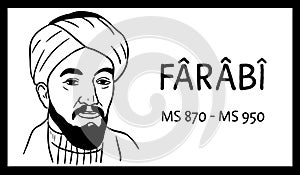 Philosopher Farabi portrait sketch drawing