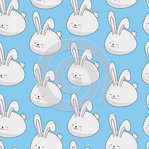 Bunny seamless pattern on blue backgrund photo