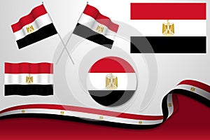Set Of Egypt Flags In Different Designs