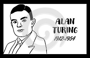 Sketch Drawing of Alan Turing Portrait photo