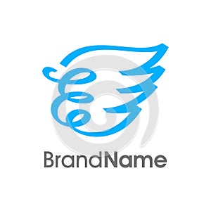 Initial E RIbbon Wing Logo