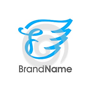 Initial F RIbbon Wing Logo