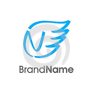 Initial N RIbbon Wing Logo