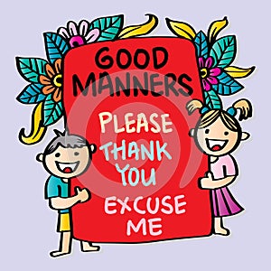 Good manner, educational posters for classroom.