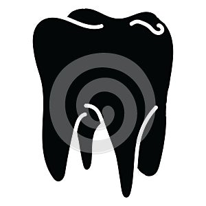 Black solid tooth vector.