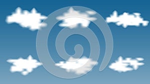 Realistic clouds set on blue background.