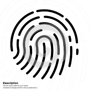 Fingerprint black vector on background.