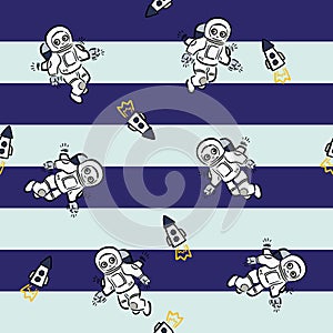 Space Astronaut Rocket Galaxy Motif Conversational Seamless Pattern photo