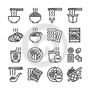 Noodle Icons, Asian food logos Set