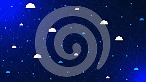 Digital data storage with cloud computing icons