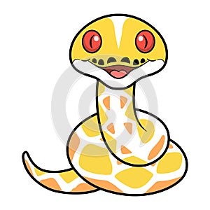 Cute amelanistic reticulated python cartoon