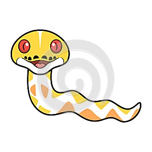 Cute amelanistic reticulated python cartoon
