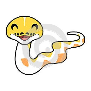 Cute amelanistic reticulated python cartoon