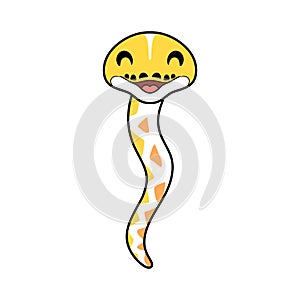 Cute amelanistic reticulated python cartoon