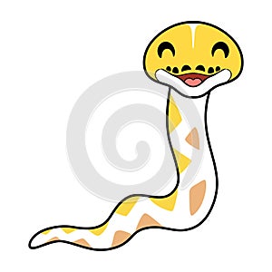 Cute amelanistic reticulated python cartoon