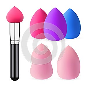 Makeup Sponge, Makeup Tools Set, Isolated on White Background