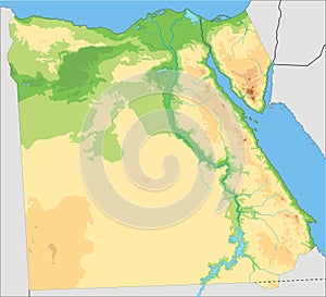 Detailed Egypt physical map.