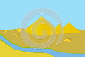 Ancient pyramids landscape.