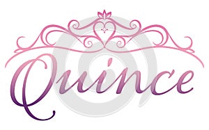 Quince text and elegant tiara photo