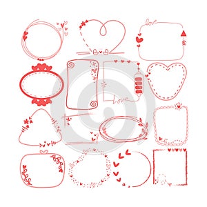 Hand Drawn Love Frame Decoration For Valentine's Day Design.