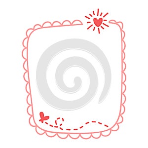 Hand Drawn Love Frame Decoration For Valentine's Day Design.