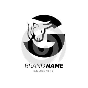 Letter G Bull Animal Logo Design Vector Icon Graphic Emblem Illustration